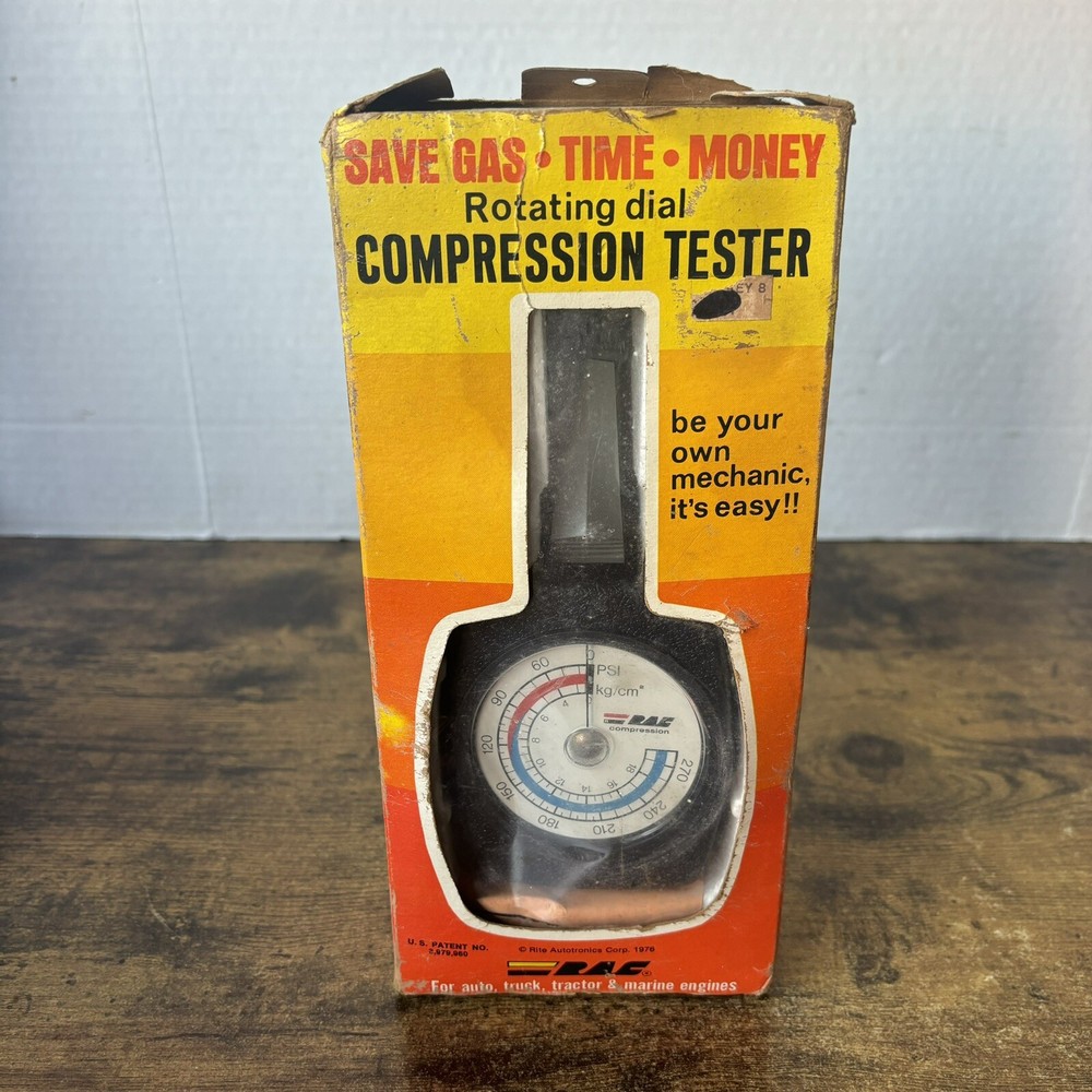 Vintage Rotating Dial Compression Tester - 1976 RAC Rite Autotronics Model 1535