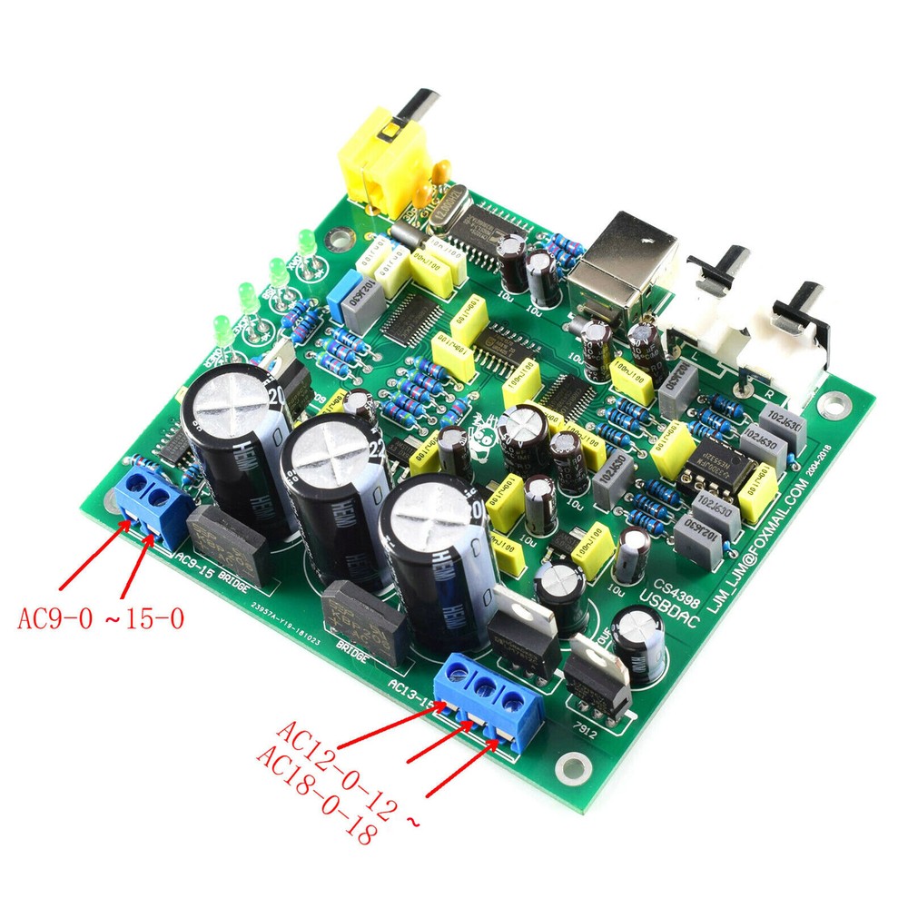 1pc CS4398 CS8416IC DAC Board with USB Coaxial 24/192K Decoder Board