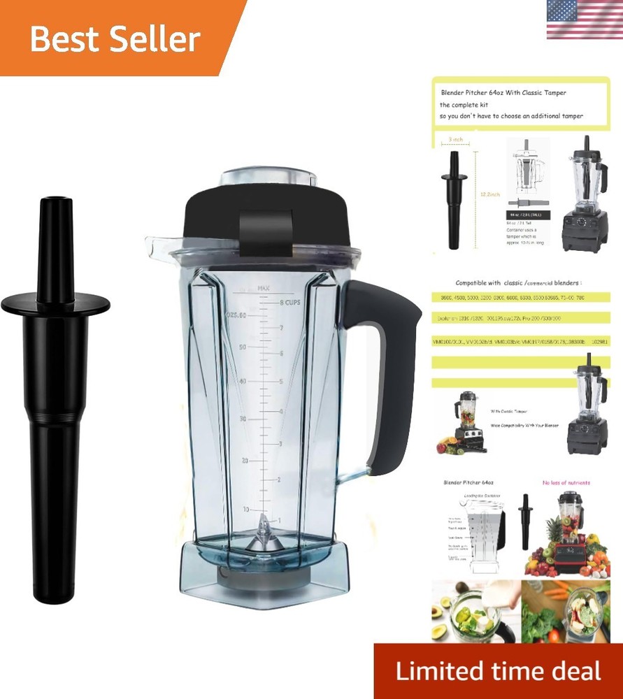 Upgraded 64oz Blender Container with Tamper - Durable, Safe & Versatile!
