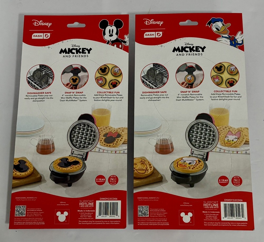 Disney Dash Mini Waffle Maker Multimaker with 4 Additional Character Plates NIB
