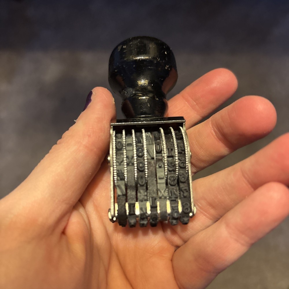 Vintage FRONT 6 Digit Rubber Stamp