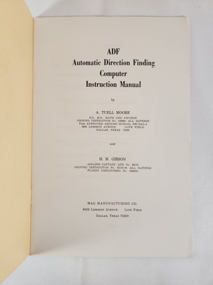 ADF Automatic Direction Finding Computer Instruction Manual 1974 3rd Revised Ed.