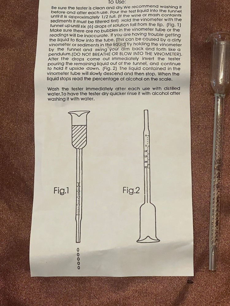 Vinometer for checking Alcohol content of Wine 0-25%