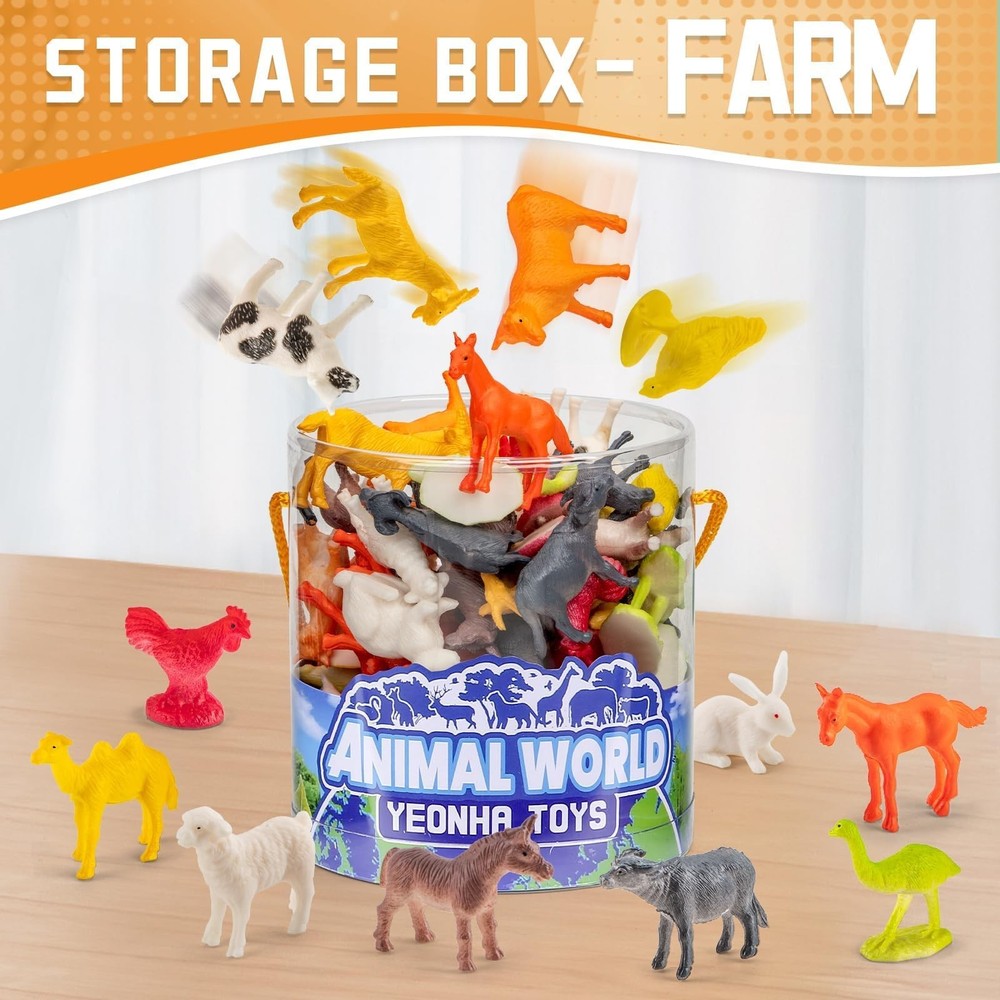 Mini Farm Animal Figurines with Gift Box, 60 Pcs Realistic Tiny [Multiple]