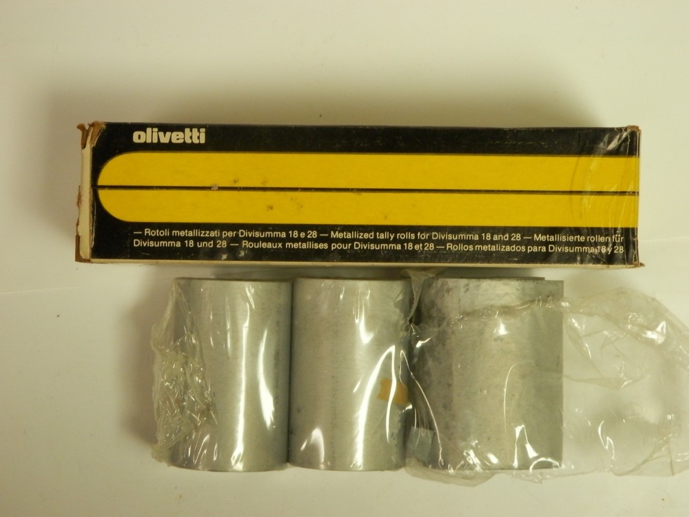 Vintage Olivetti Metalized Tally Rolls 18 & 28 Three Rolls in Box