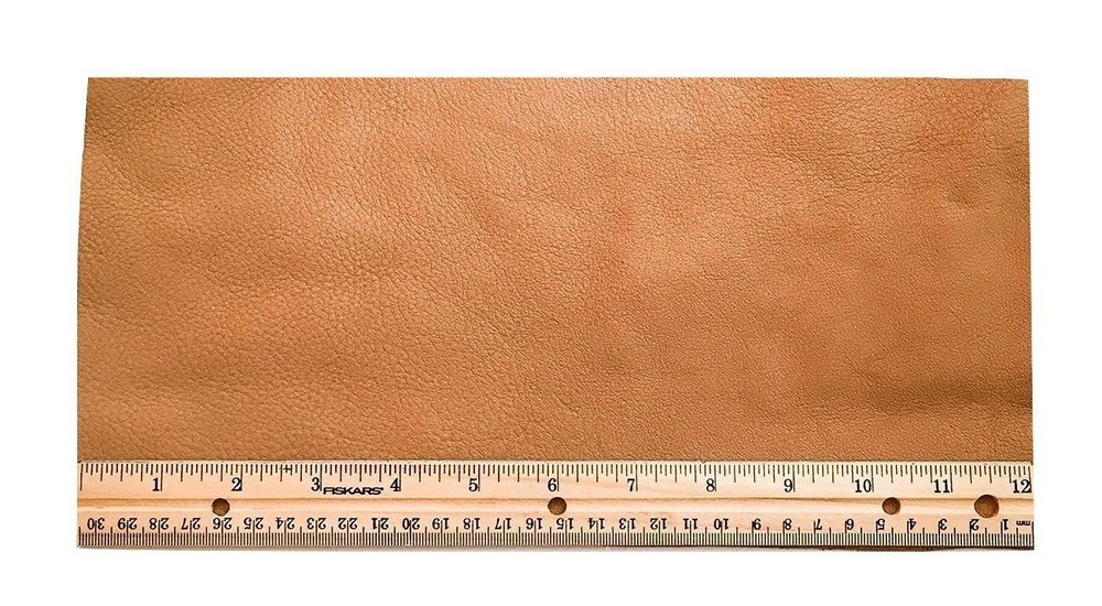 UPHOLSTERY LEATHER PIECE COWHIDE LT BROWN LT WT 1/2 SF
