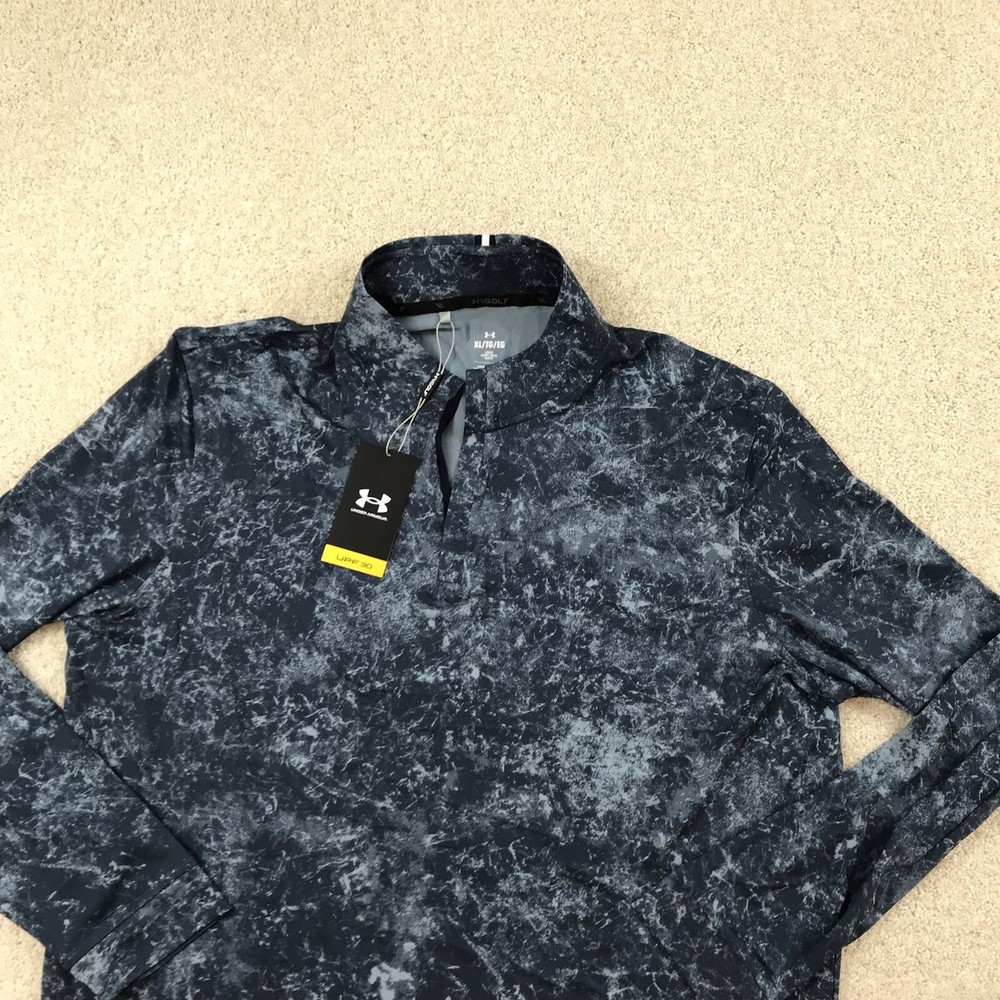Under Armour 1/4 Zip Golf Pullover Printed Abstract Mens XL New Blue