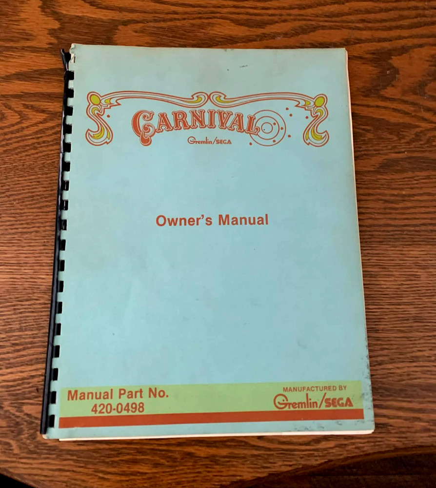 Sega/Gremlin Carnival Arcade Game owners Manual