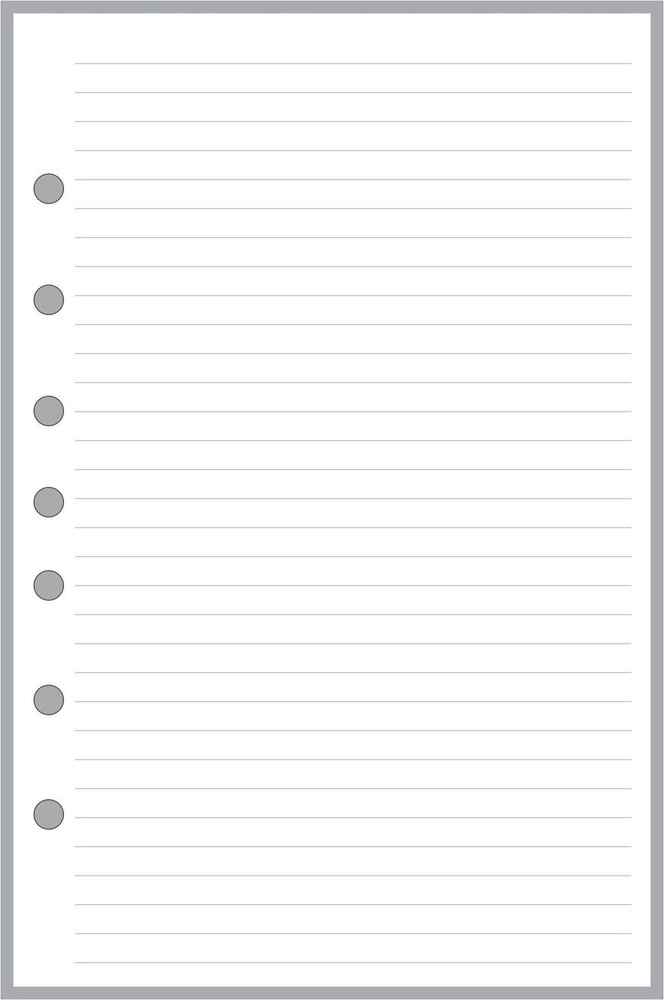 Classic Size Notes Insert with Simple Lines Spaced 1/4", Sized and Punched wi...