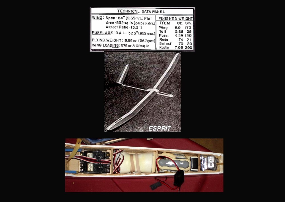Printed RC plans & Patterns + Instructions ESPRIT FLYING SAILPLANE Span 84"