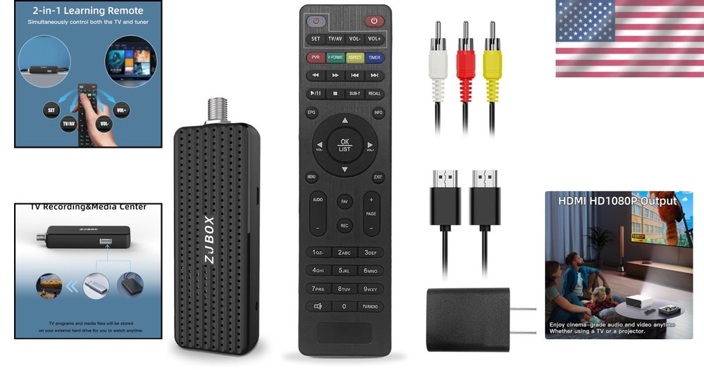 Compact Digital TV Tuner Box with Remote Control