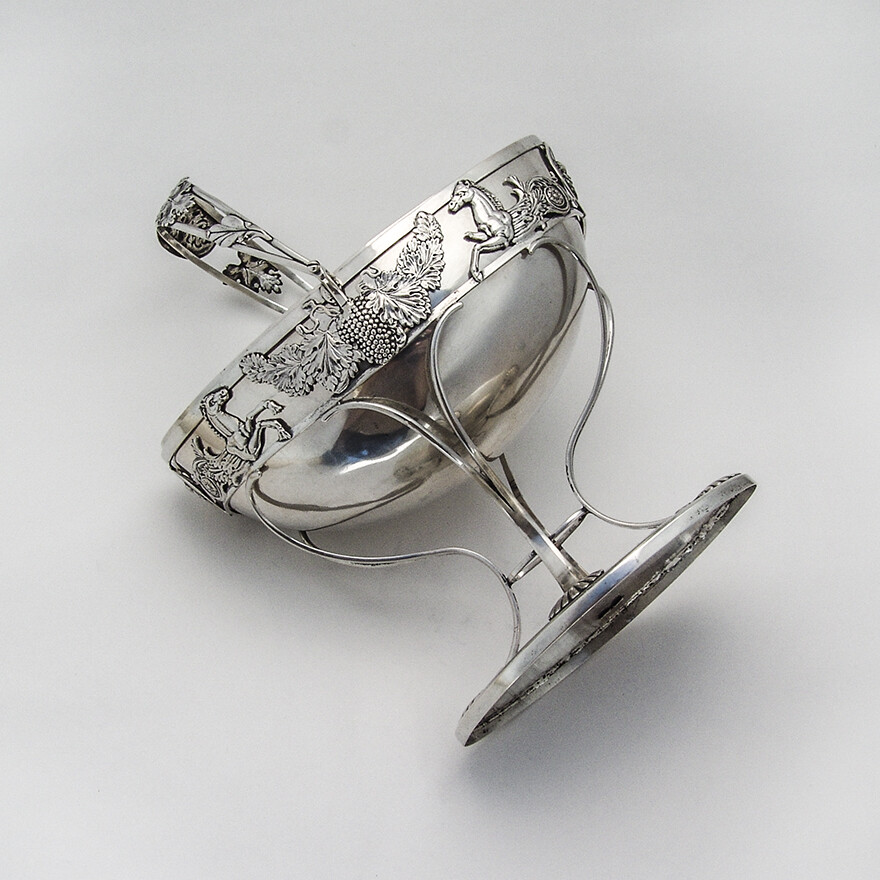German Footed Oval Basket Swing Handle 11 Loth Silver 1820