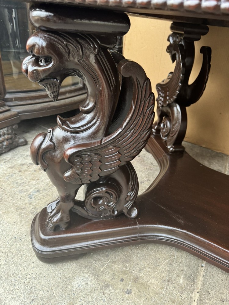 R. J. HORNER CARVED WING GRIFFIN LIBRARY TABLE