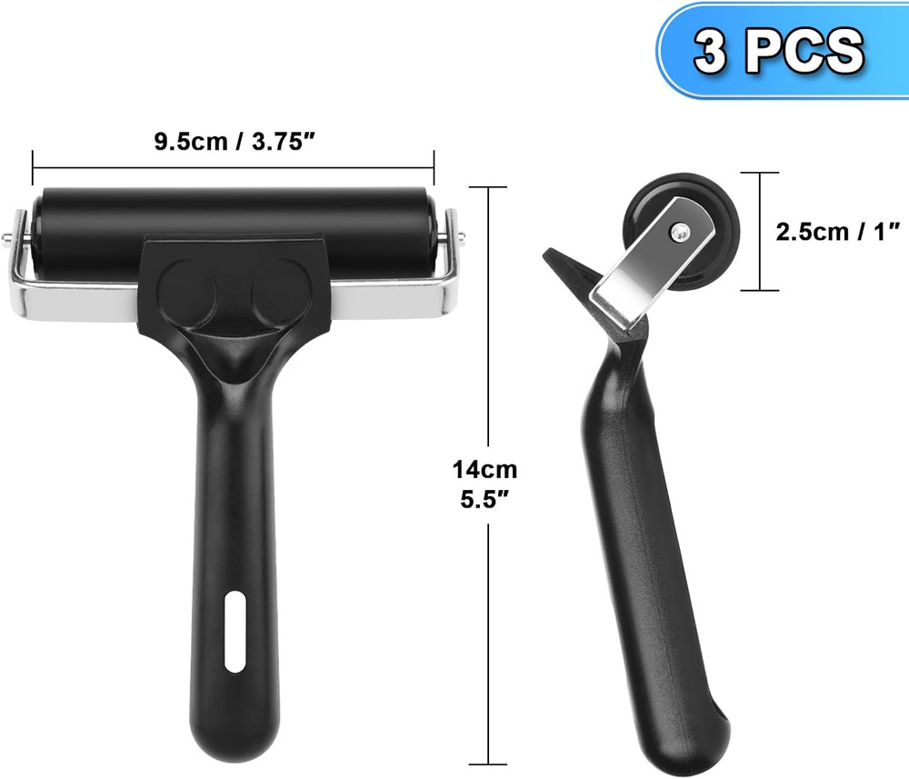 3 Pcs Rubber Brayer Roller Stamping Roller Gluing Roller Tool for Printmaking, G