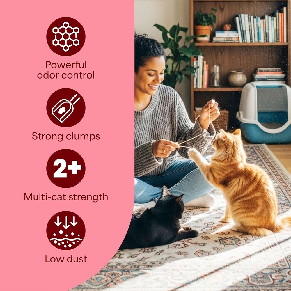 Clumping Cat Litter, Multi-Cat, Long Lasting Odor Control Kitty Litter with A...