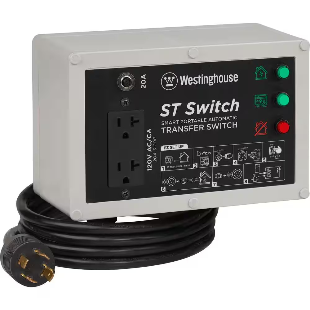 120V 20-Amp Portable Automatic Transfer Switch with Smart Technology