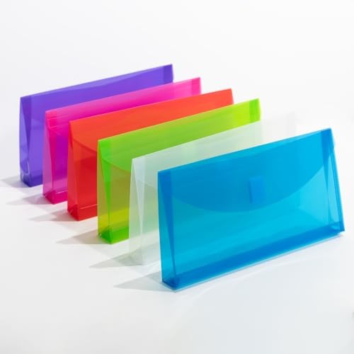 Plastic Expansion Envelopes with Hook & Loop Closure #10 - Pack of 6 Assorted