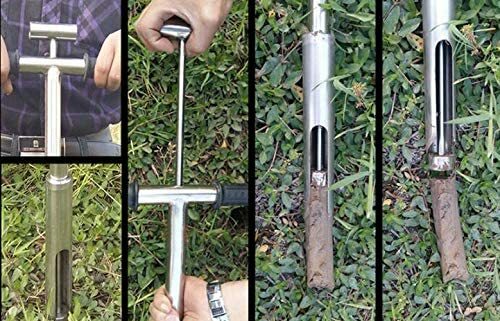 INTBUYING Soil Sample Probe 1.96" Dia.Stainless Soil Probe Tools w/ Handle