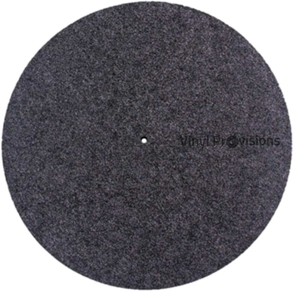 Gray Felt Turntable Mat with Vinyl Provisions Logo