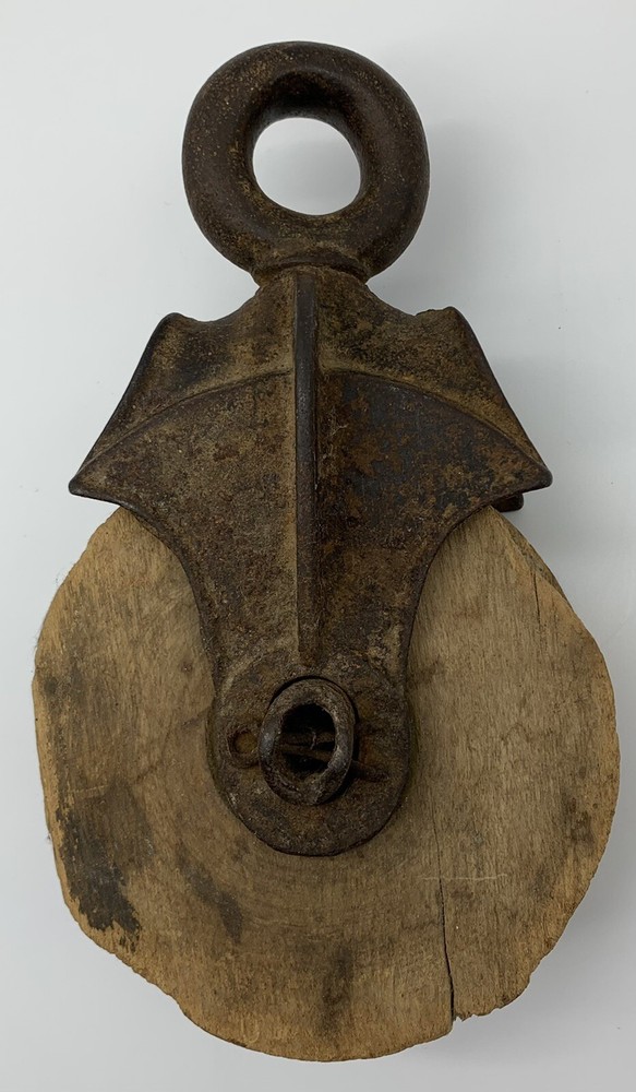 Antique Cast Iron and Wood Barn Pulley