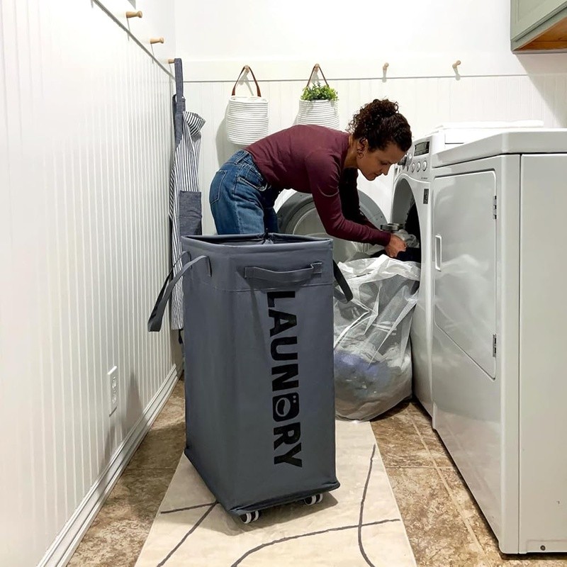 Lightweight Rolling Laundry Hamper W/ Removable Mesh Bag Sturdy Handle 4 Wheels