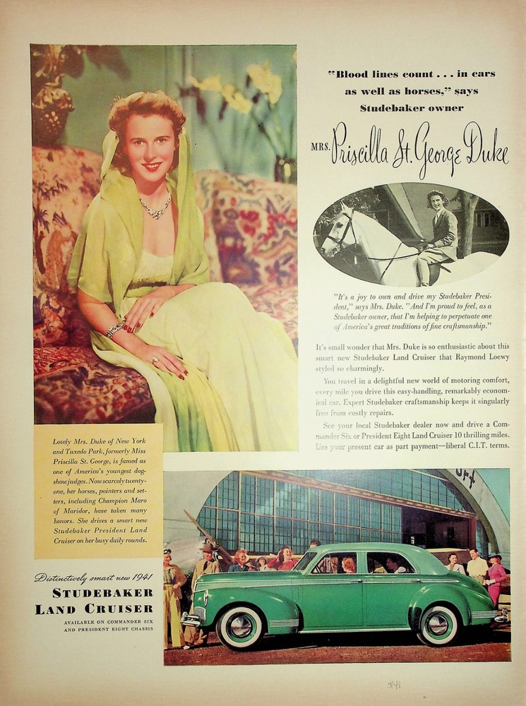 Original 1941 Vintage Studebaker Ad: Studebaker Land Cruiser & Mrs Piscilla