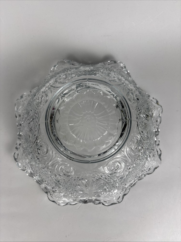 EAPG Clear Lotus Flower Pattern Bowl 9” Diameter