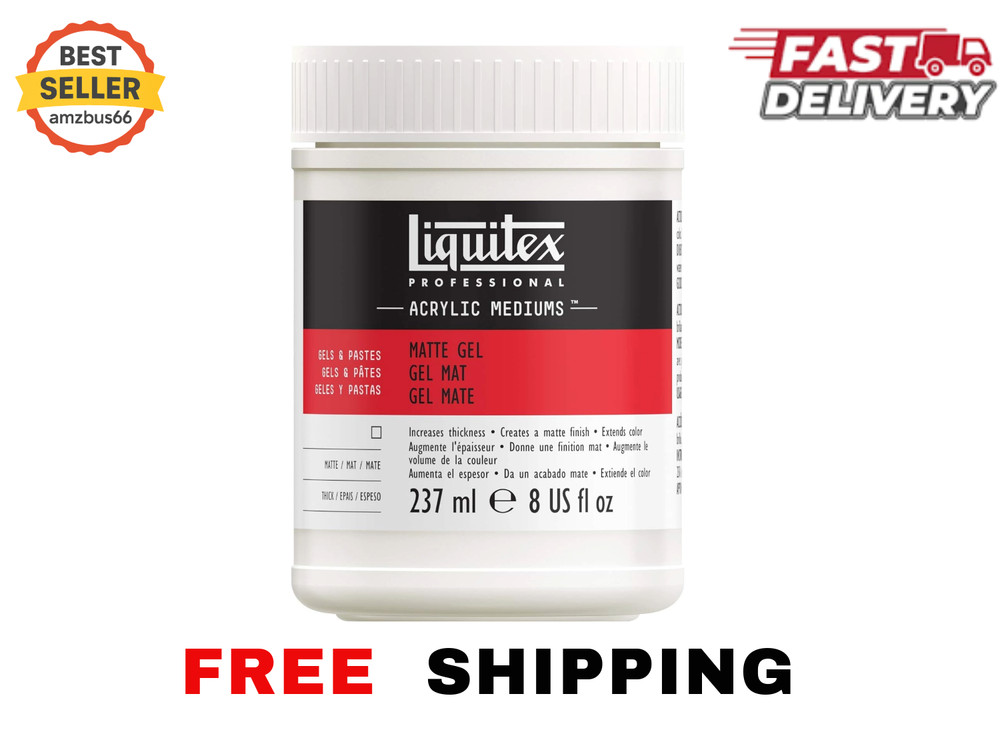 Matte Gel Medium, 8 oz, Professional Acrylic Paint Additive