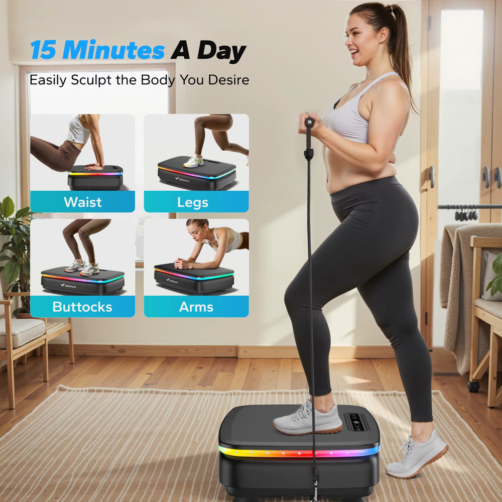 Vibration Plate Exercise Machine with Light Body Workout Power Vibrate Drainage