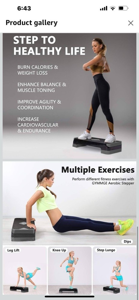 Aerobic Exercise Stepper - Adjustable Workout Platform, 26.5" Step Deck with ...