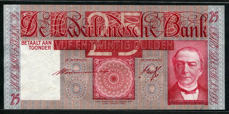 Netherlands 1941, 25 Gulden, P50, Choice UNC