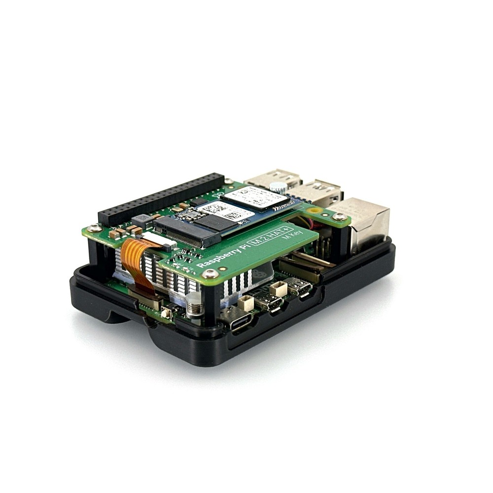Raspberry Pi 5 Case for Official Raspberry Pi M.2 Hat+, Custom 3D-Printed
