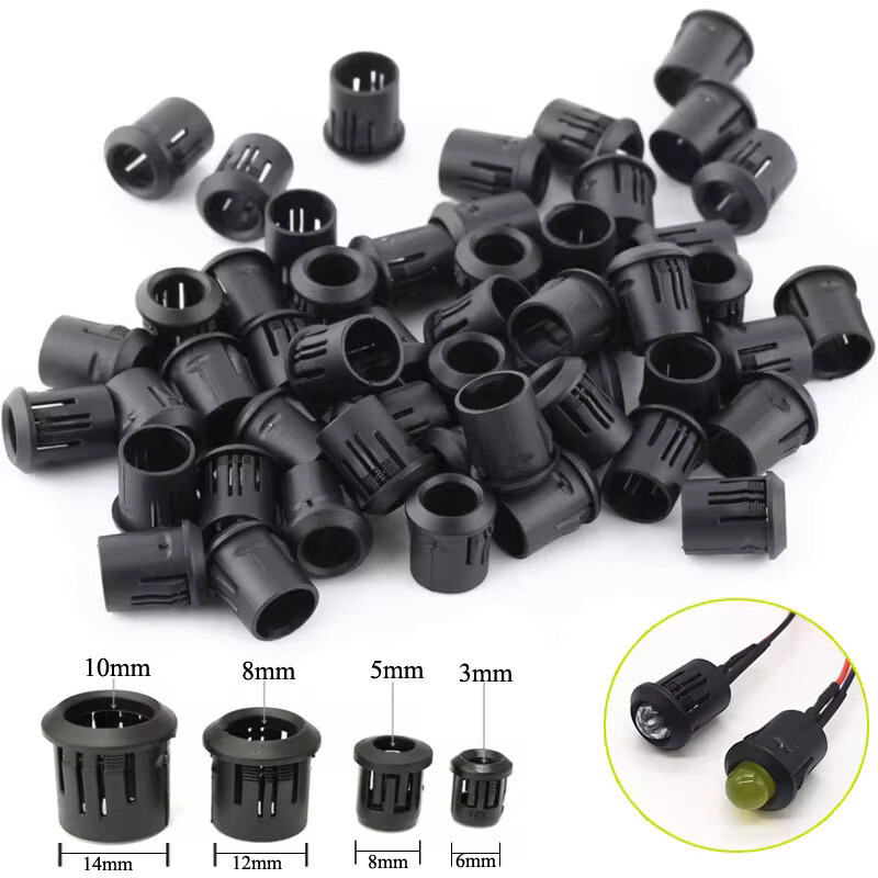 50x LED Light Holder Bezel Clip Mounting Bracket Plastic Black Frame 3/5/10mm