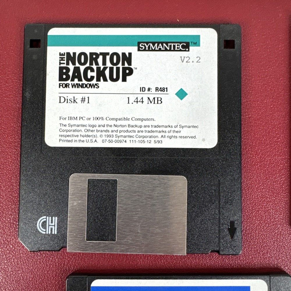 Symantec Norton Backup for Wndows DOS IBM Software 3.5" Disk
