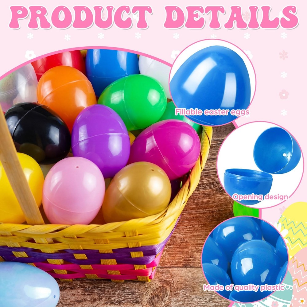 Easter Eggs 2.4” - Black Fillable Easter Eggs - 120 Pcs Easter Basket Stuffer...