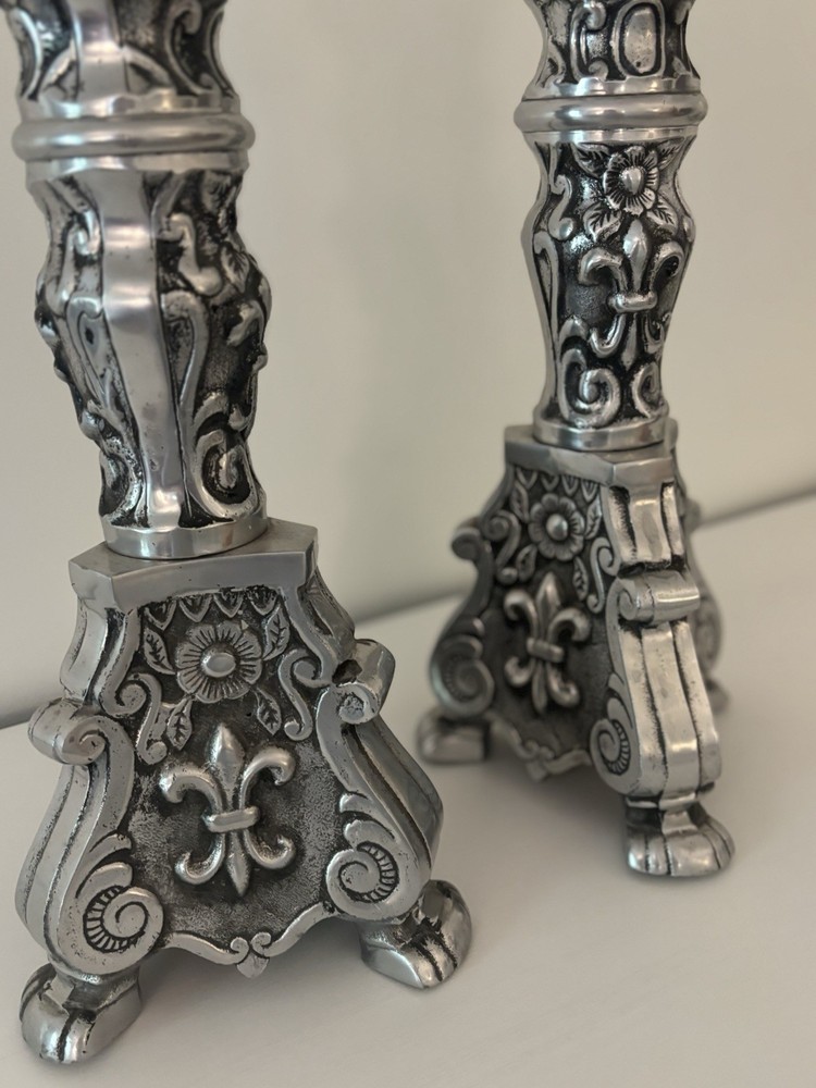 FRENCH POLISH SILVER Plated. CANDLESTICK. STUNNING! PAIR
