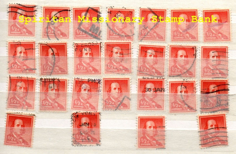 Benjamin Franklyn: 25 Cancelled 1/2¢ US Postage sTamps (14-861)