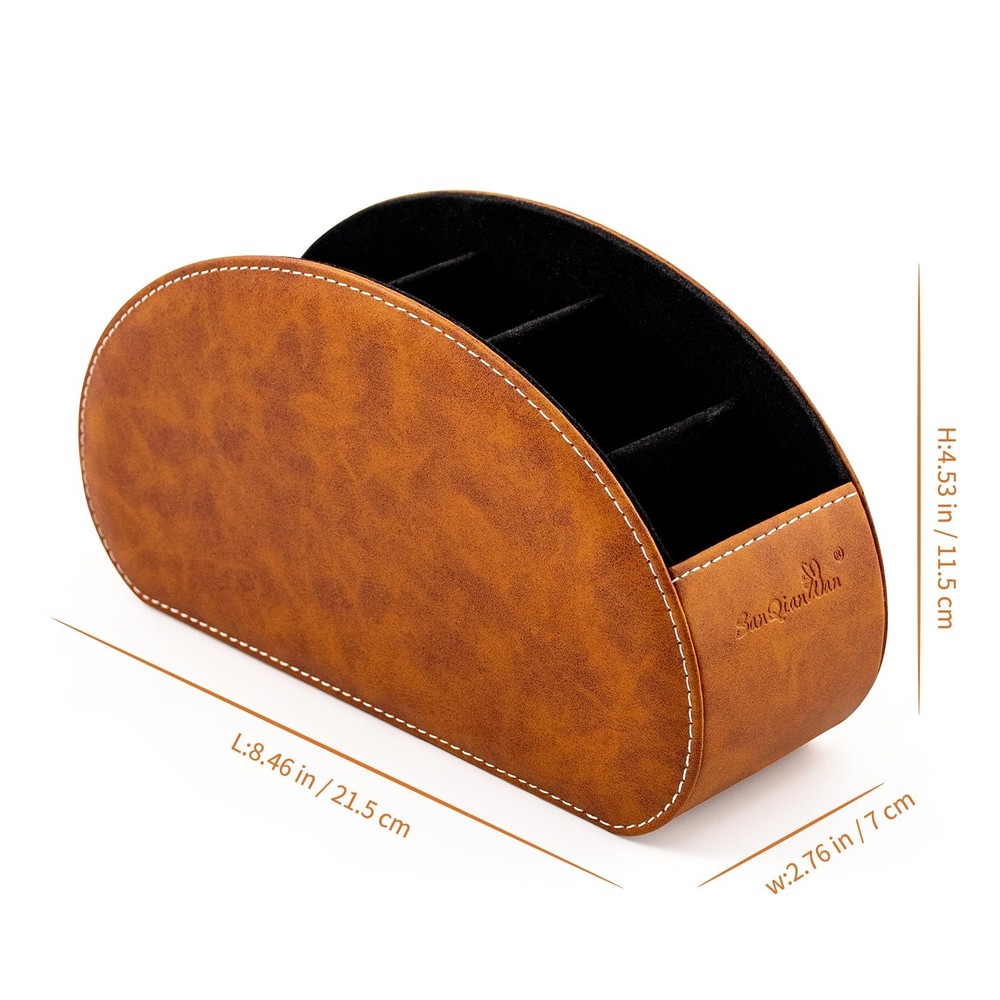 Remote Control Holders Organizer Box with 5 Compartment PU Leather Multi-func...