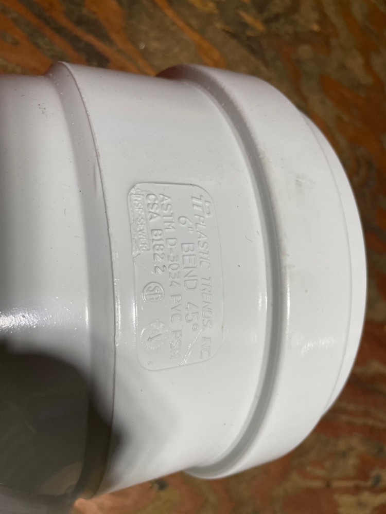 plastic trends 6" gasked 45 bend