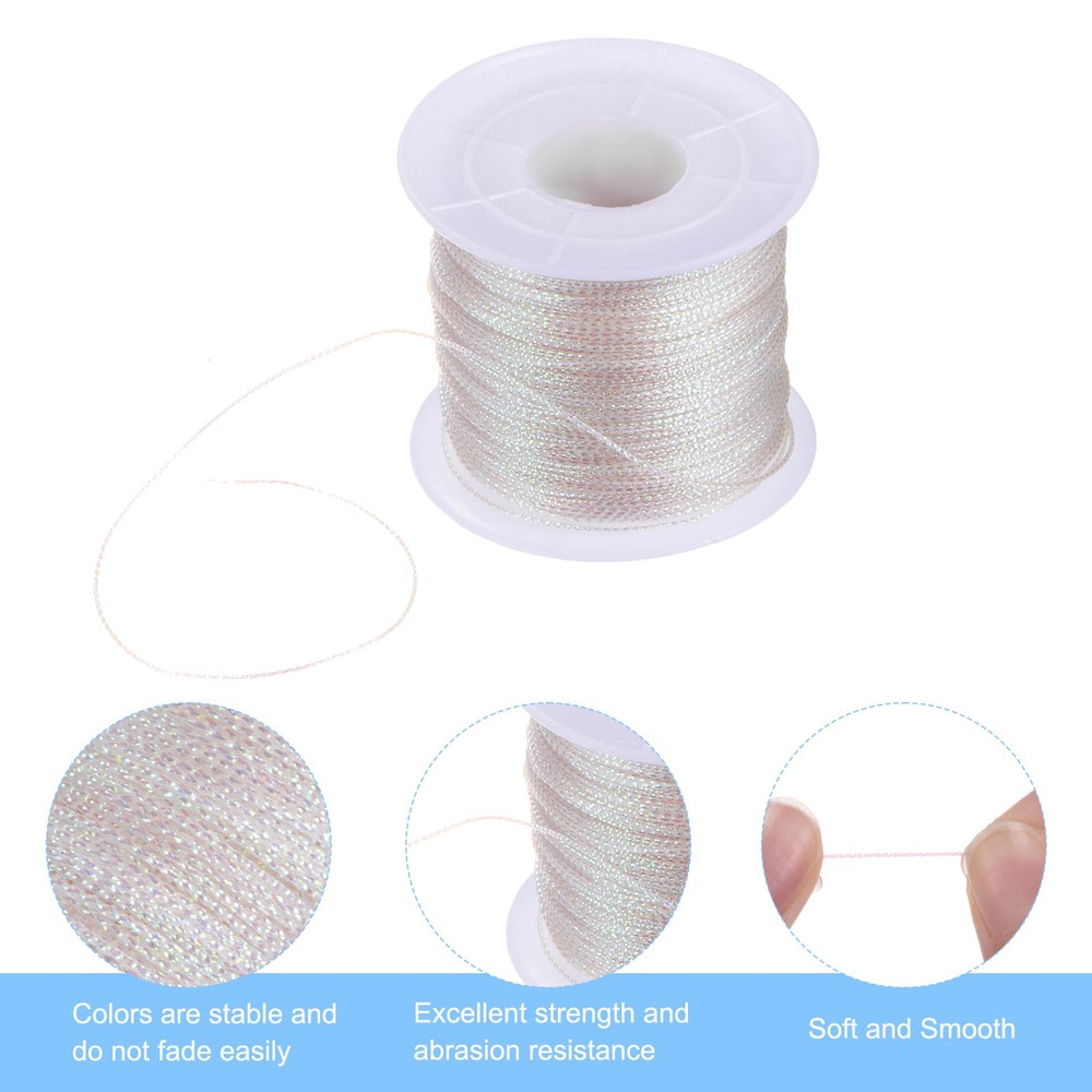 Metallic Cord 1mm 109 Yards Tinsel Rope Thread String, White
