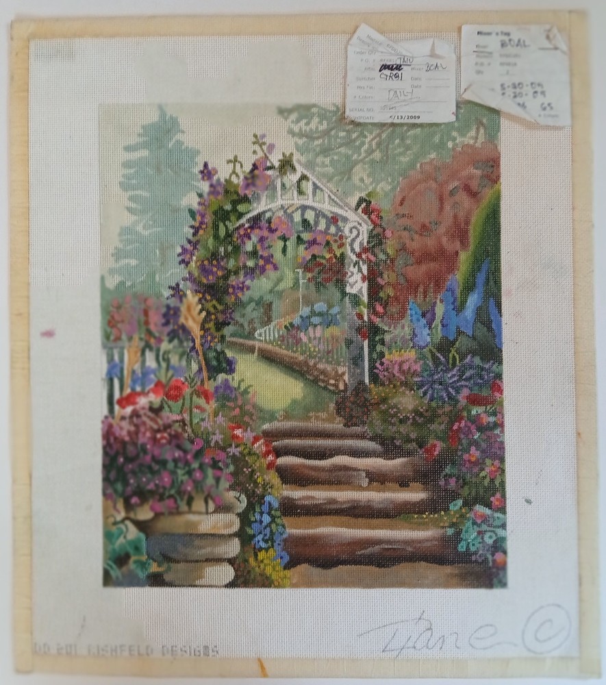 Rishfeld Designs Garden Steps Dirks Hand Painted Needlepoint Canvas**READ**