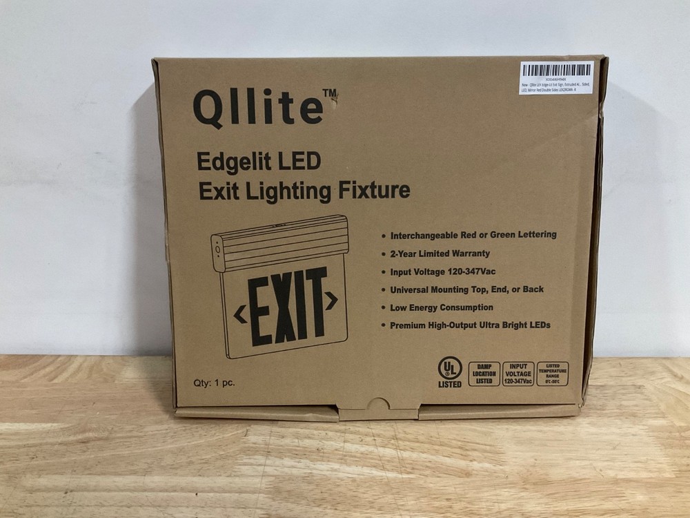 Qllite Edgelit LED Exit Lighting Fixture Single Face Sign Interchangeable New
