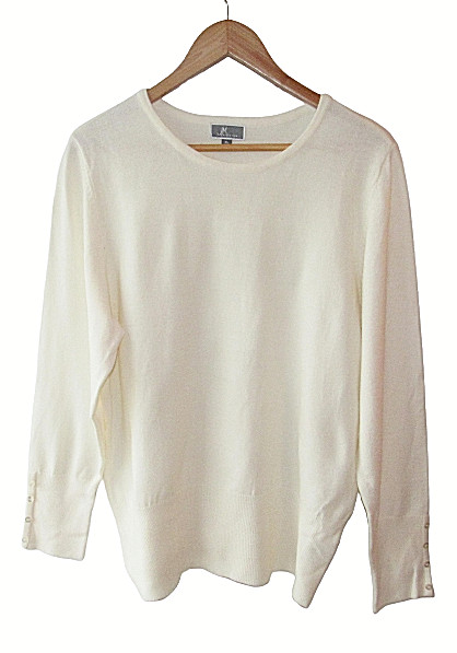 JM Collection Size XL Beige Ribbed Trim Soft Pullover Sweater