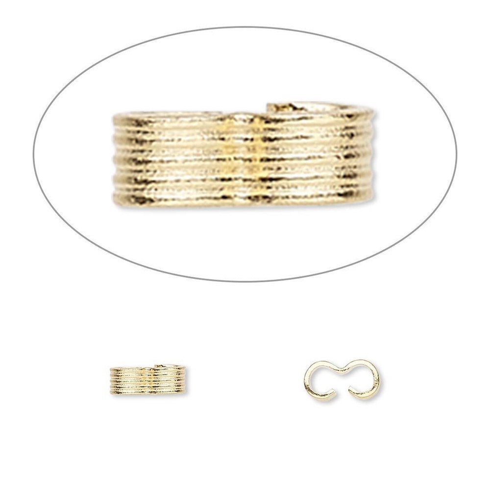 Link, 50 Gold Plated Brass 6.5x2.5mm Lined Pattern Link Connectors