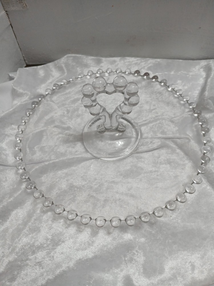 Vintage  Knob  Crystal Plate Wirh Heart Handle