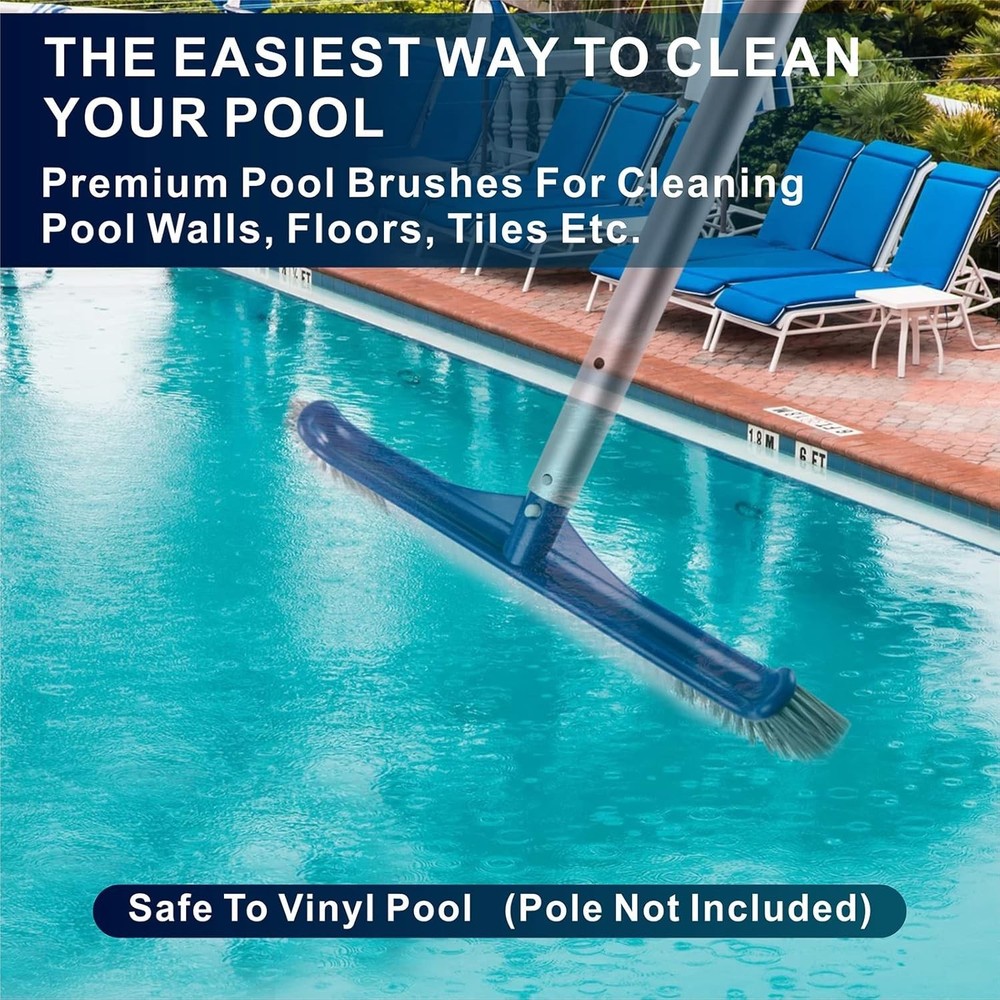 17.5'' Rectangular Pool Brush - Ultimate Debris Cleaner for Pool Walls & Tiles