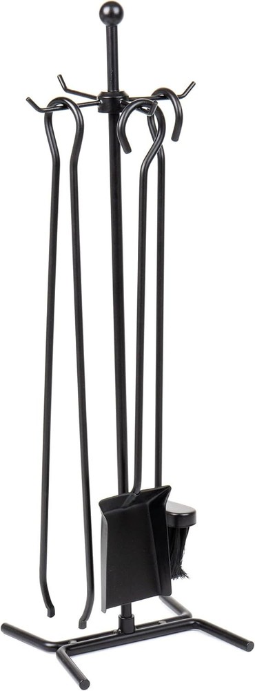 Complete Wrought Iron Fireplace Set - 4 Tools with Easy Assembly and Maintenance