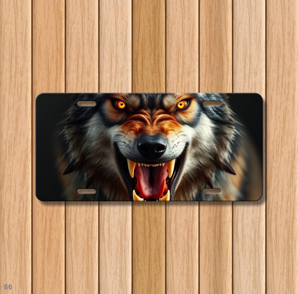 Snarling Wolf License Plate Snarling Design Name Plate Decorative Plate Unique G