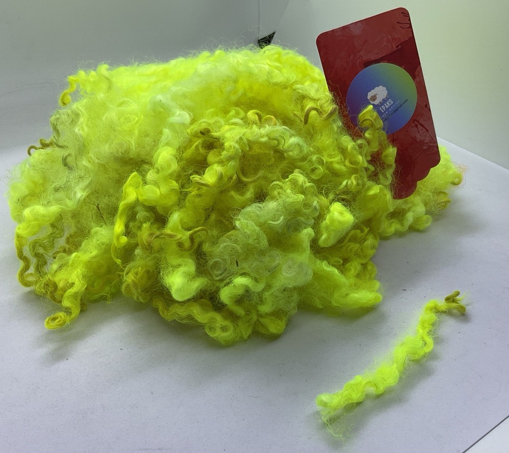 Hand Dyed Teeswater Wool Locks Longwool Bright Yellow