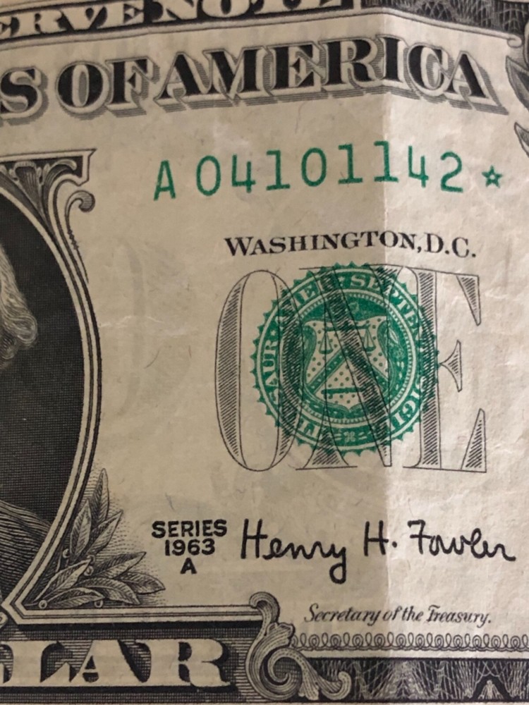 Rare 1963 one dollar bill with star note